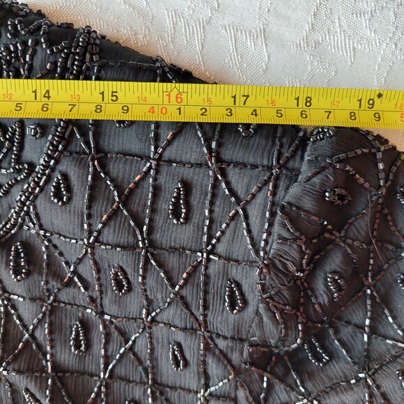 COTE D' AZUR Evening Black Vintage Gorgeous Beaded Silk Jacket XL - Picture 6 of 8